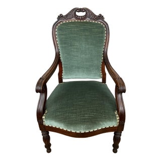 Antique French Style Armchair in Walnut For Sale