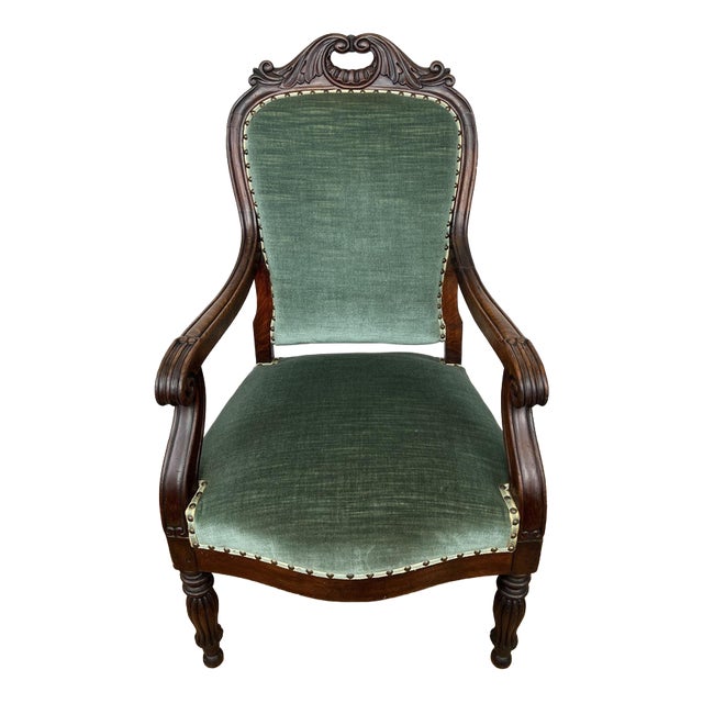 Antique French Style Armchair in Walnut For Sale