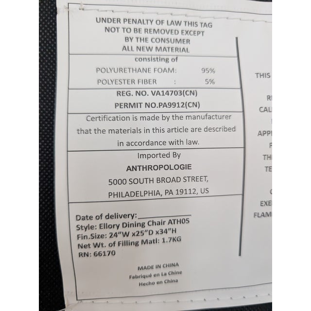 Set of 6 Anthropologie Ellory Dining Chairs — Velvet, Brass Legs For Sale - Image 10 of 11