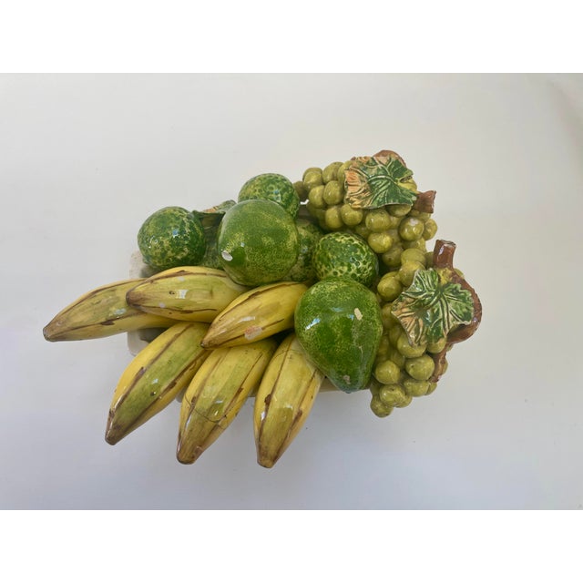 Italian Majolica Mid-Century Ceramic Fruit Centerpiece Basket For Sale - Image 9 of 11