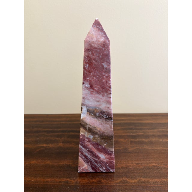 Neoclassical Solid Marble Red and Brown Obelisk For Sale - Image 4 of 9