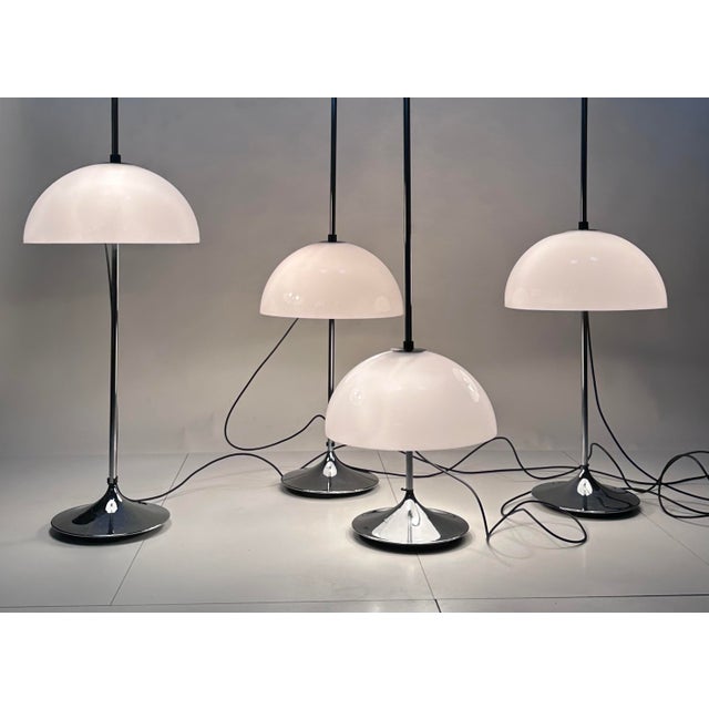 1960s Height-Adjustable Mushroom Floor Lights with Chromed Tulip Bases by Frank Bentler for Wila Leuchten, West Germany, 1960s, Set of 4 For Sale - Image 5 of 18