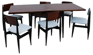 Dining Table & Chairs Set, 1960s, Set of 7