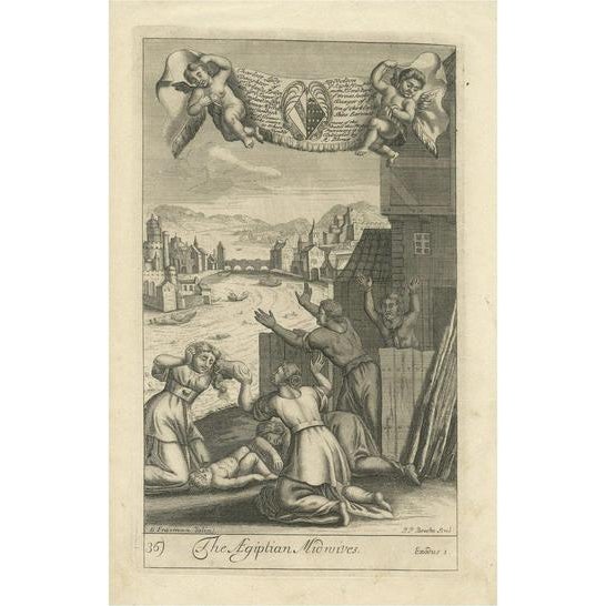 P. P. Bouche, The Egyptian Midwives, 1705, Engraving For Sale