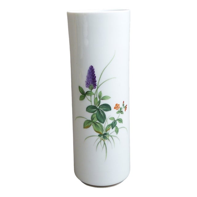 Cylindrical Vase with Wildflower Decoration from Meissen, 1970s For Sale