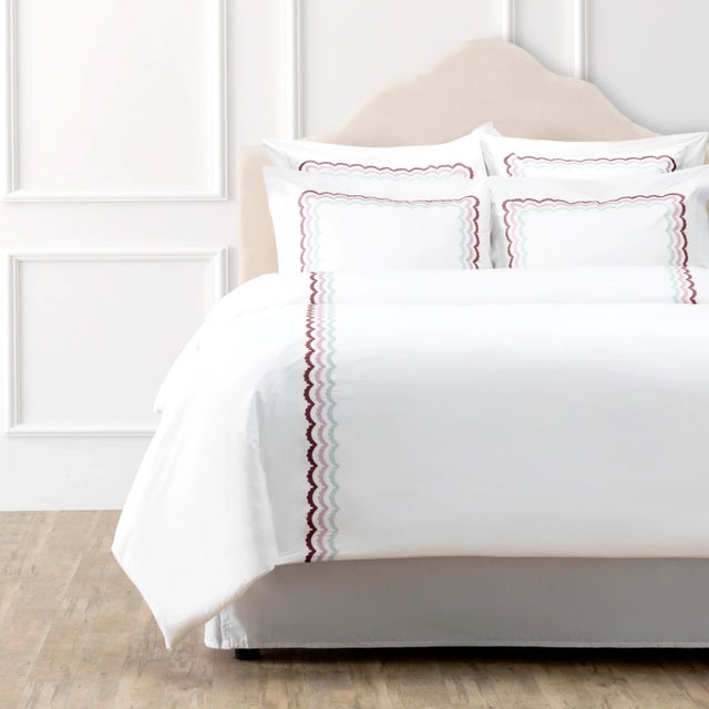 Celerie Kemble + Hamburg House Whimsical Wine Scallop Twin Duvet Set - 2 Pieces For Sale