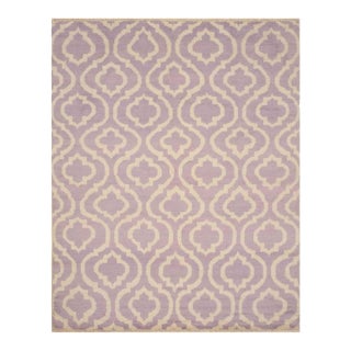 9x12 Purple Hand-Knotted Wool Ogee Lattice Geometric Modern Carpet Rug For Sale