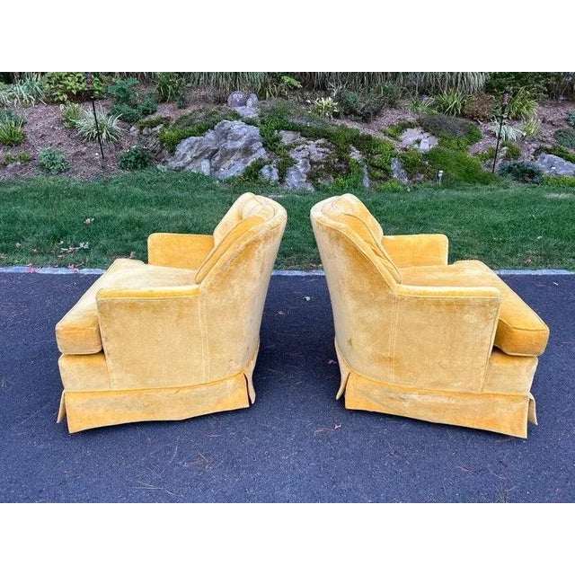 Pair of Mustard Yellow Velvet Club Chairs For Sale In New York - Image 6 of 13