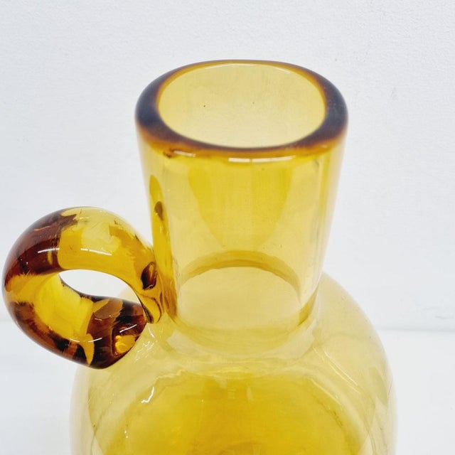 Amber Handcrafted Glass Vase, 1970s For Sale - Image 10 of 16