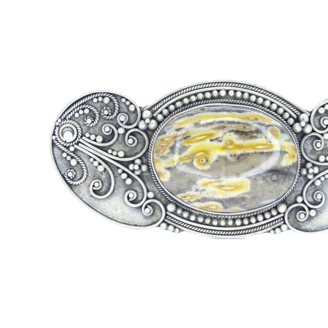 Art Nouveau Brooch in Sterling Silver and Agate Stone For Sale - Image 3 of 17