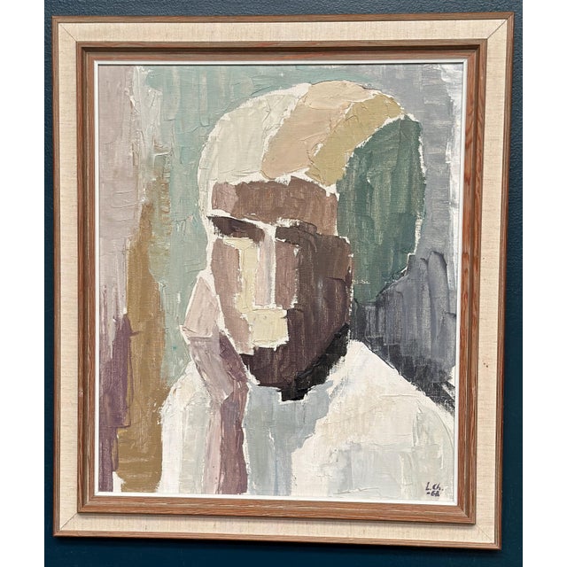 Liisa Chaudhuri, Cubist Portrait, 1960s, Oil Painting on Canvas, Framed For Sale - Image 18 of 18