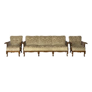 Vintage Chippendale Sofa and Armchairs, 1960s, Set of 3 For Sale