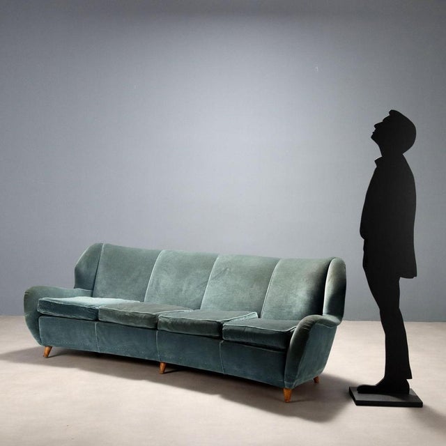 4-seater sofa, sprung padding, foam cushions, velvet upholstery, Good condition, some signs of wear on the upholstery....