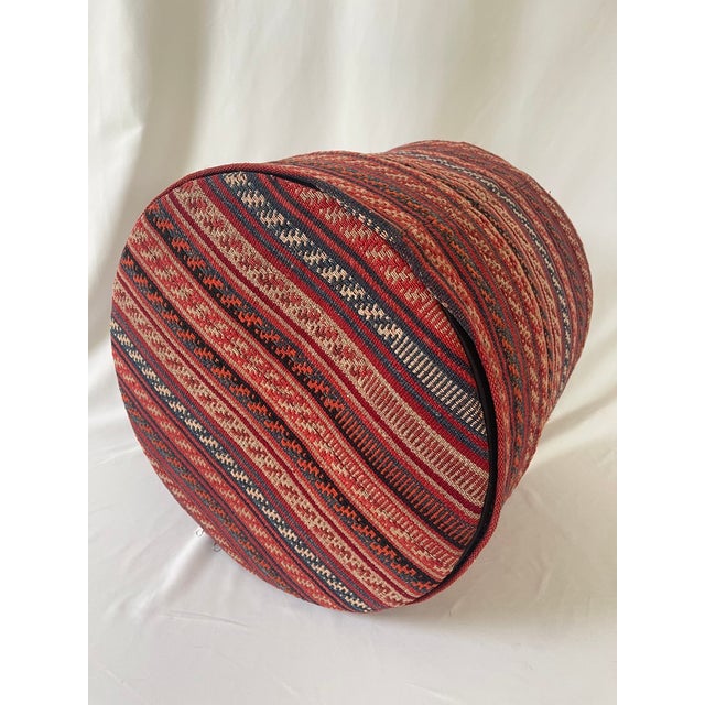 Vintage Hand Woven Kilim Upholstered Ottoman Pouf For Sale - Image 10 of 13