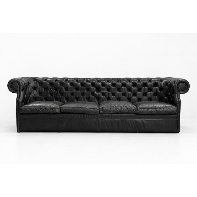 Vintage Chesterfield Black Leather Sofa, 1980s For Sale - Image 11 of 11