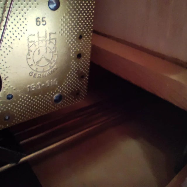 1965 Westminster Chime Windup Mantle Table Clock by Franz Hermle & Sons For Sale - Image 4 of 6