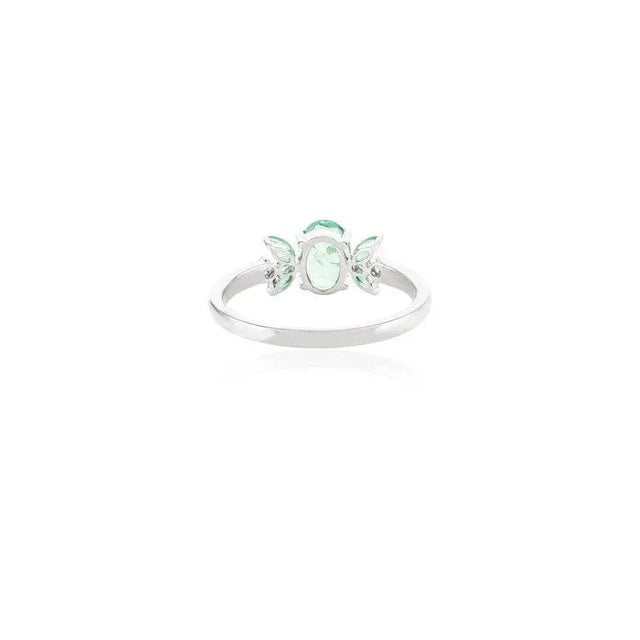 Not Yet Made - Made To Order 14k White Gold Emerald Diamond Modern Floral Ring Size 7 by VRJewels For Sale - Image 5 of 11