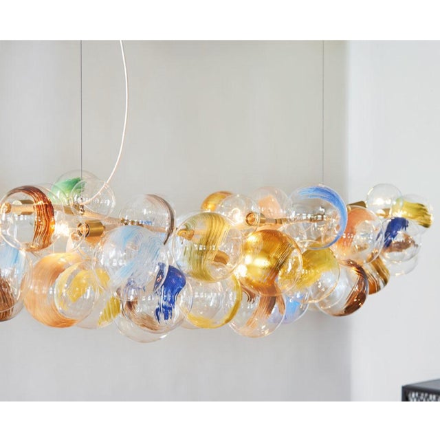 Contemporary Custom Chandelier Glass-Blown Hand-Painted With Gold For Sale - Image 3 of 5