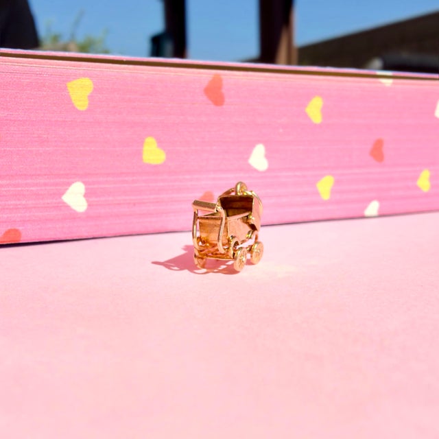 Vintage 14k Articulating Baby Stroller Charm For Sale - Image 9 of 10