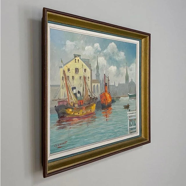 Mid-Century Modern Framed Mid-Century Modernist Oil Painting by Clebant For Sale - Image 3 of 13