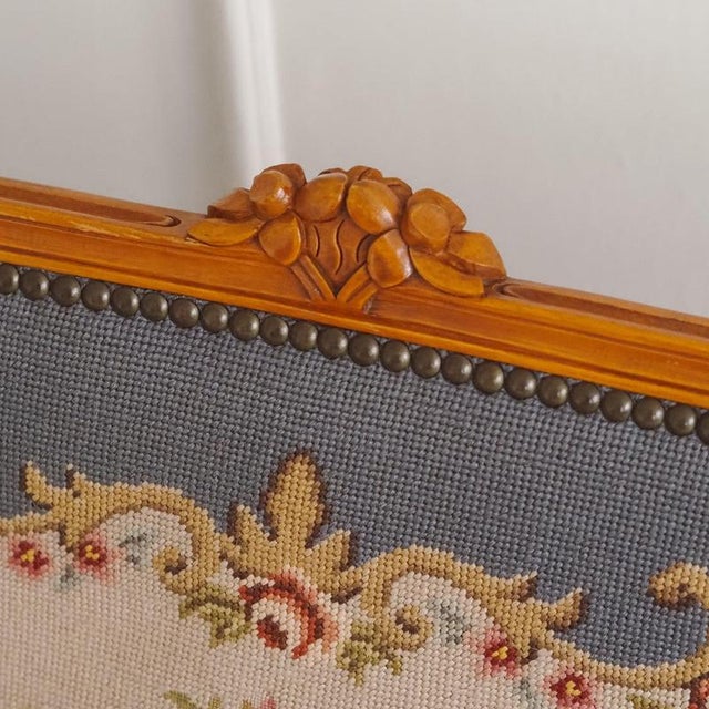 Blue Louis XV Style Bench with Tapestry Upholstery, 1920 For Sale - Image 8 of 13