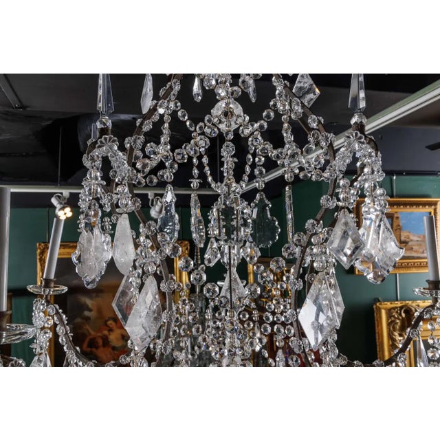Early 20th Century Pair of French Rock Crystal and Glass Chandeliers For Sale In New York - Image 6 of 12