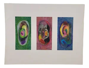 Fernand Rolland, Triptych, Collage on Cardboard, 1980s