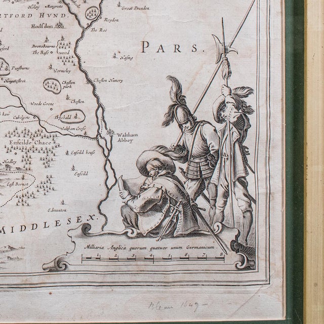 Antique County Map, Hertfordshire, Dutch, Framed Cartography, Blaeu, Carolean For Sale - Image 11 of 12