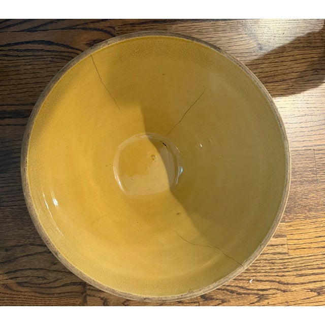 RARE FIND LARGE 11 1/2" Diameter ! Vintage 1920s McCoy Window Pane Pottery Mixing Bowl in Yellow Glaze. The Shield on base...
