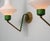 1950s Large Italian Brass and Green‑Lacquered Wall Lamps with Opaline Glass Shades, 1950s, Set of 2 For Sale - Image 5 of 12