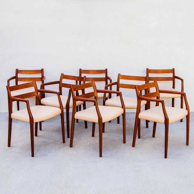 1970s Restored Niels Moller Model 67 Danish Modern Dining Chairs in Teak & Leather For Sale - Image 17 of 18