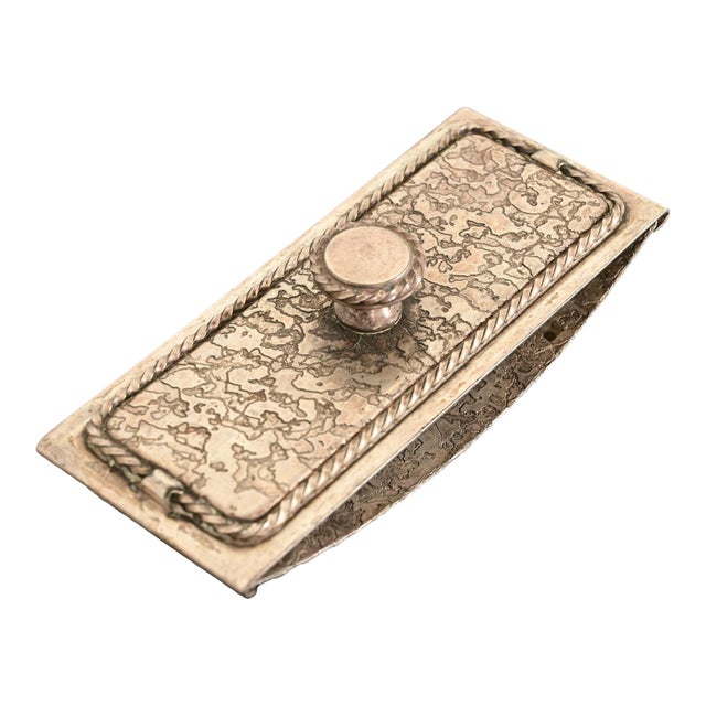 Roycroft Arts & Crafts Silver Finished Hammered Copper Rocker Blotter For Sale
