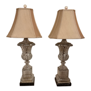 Baccarat Style Swirl Crystal Urn Lamps - A Pair