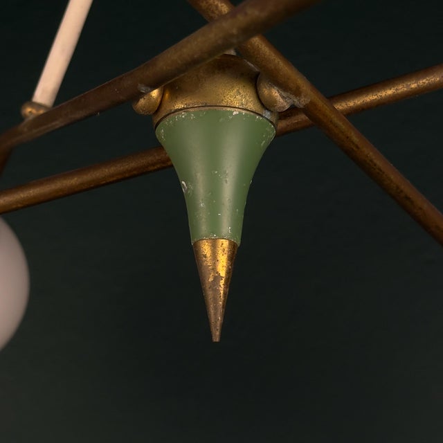 Mid-Century Chandelier with Opaline Glass from Stilnovo, Italy, 1960s For Sale - Image 10 of 18