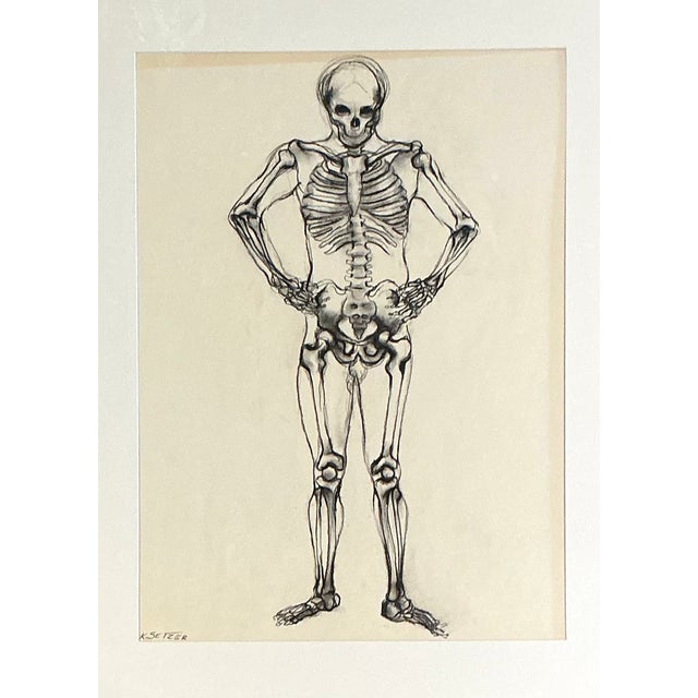 This vintage framed skeleton study presents a compelling fusion of scientific observation and graphic artistry. Rendered...