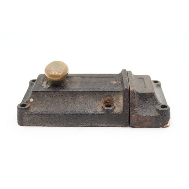 Vintage Lockwood night latch surface mount door lock made of cast iron and a brass latch. Price includes interior latch,...