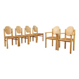 Danish Modern Sculptural Beechwood Dining Chairs attributed to Vamdrup Stolefabrik, 1970, Set of 6 For Sale
