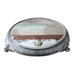 Vintage Pre Mid Century Silvered Table Mirror Plateau