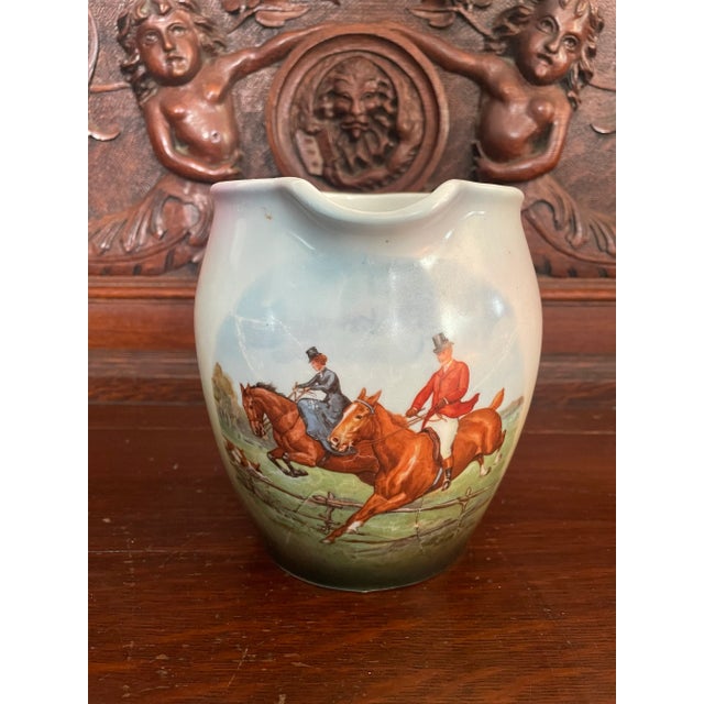 Green 19th Century German Hunt Scene Pitcher by Wittelsbach For Sale - Image 8 of 8