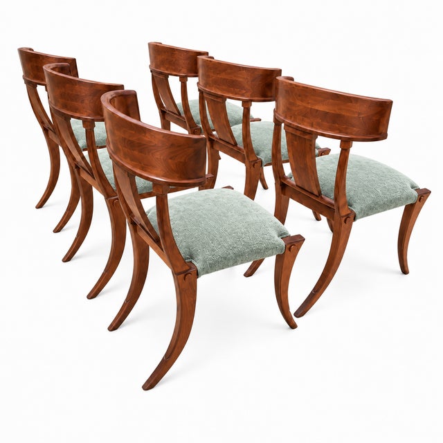 Mid-Century Modern Mid Century Style Solid Walnut Klismos Dining Chairs. Set of 6 For Sale - Image 3 of 5