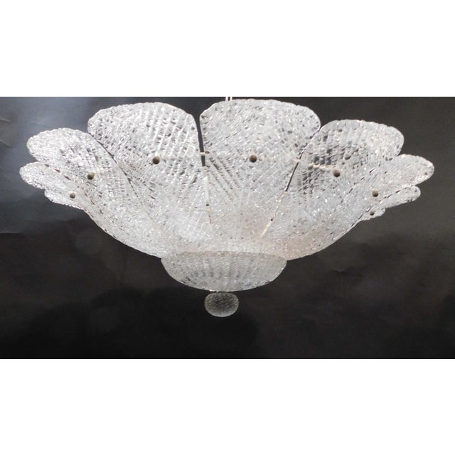 Italian 1960s Clear Graniglia Murano Leaves Flush Mount For Sale - Image 3 of 6