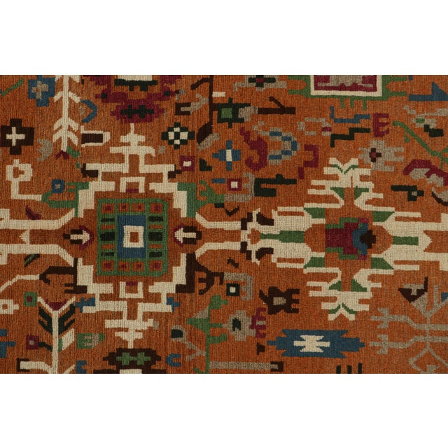 2010s Rug & Kilim’s Oushak Style Rug in Orange With Colorful Geometric Patterns For Sale In New York - Image 6 of 7