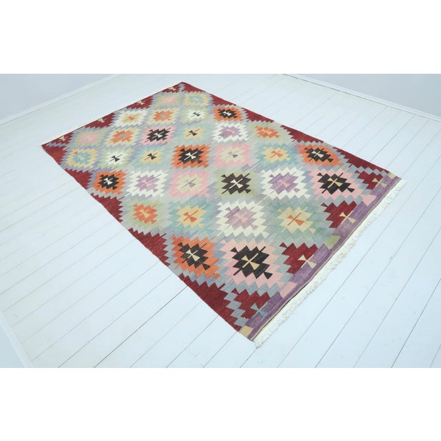Boho Chic Vintage Turkish Antalya Kilim Flatweave Rug For Sale - Image 3 of 11