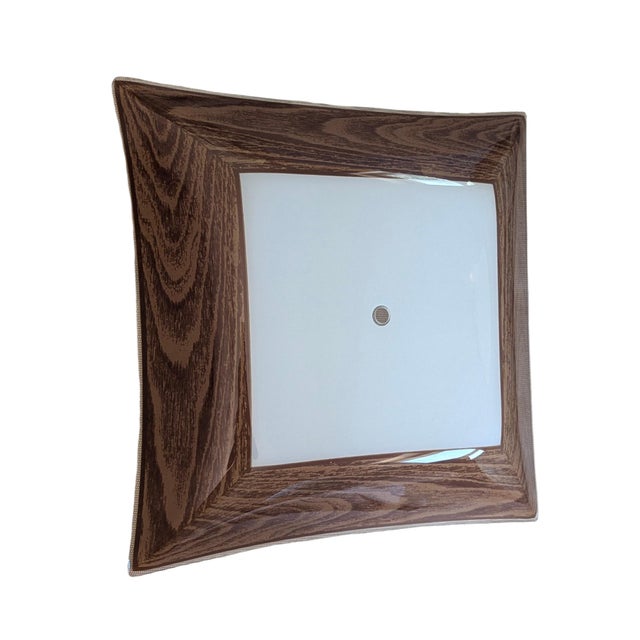 Mid-Century Modern Mid Century Modern Faux Bois Glass Light Fixture Cover For Sale - Image 3 of 13