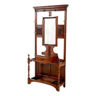 Late 19th Century Edwardian Mahogany Mirrored Hall Tree / Stand For Sale