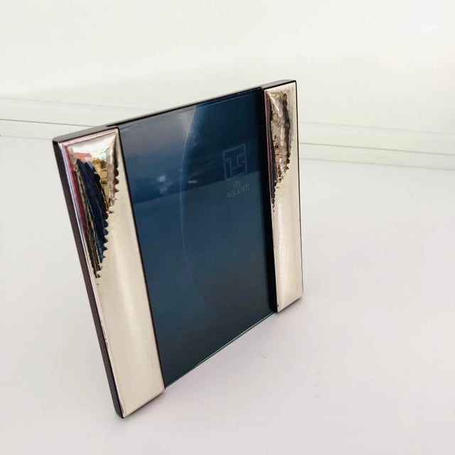 Contemporary silver hammered with rose wood backing picture frame for picture 5.80"H X 3.75"W full frame 6"W X 5.80"H ,...