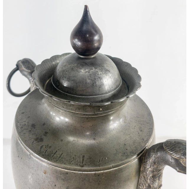 Gray 19th Century English Regency Egyptian Revival Pewter Hot Water Urn For Sale - Image 8 of 12