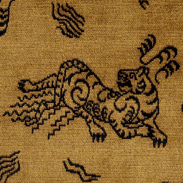 Asian SAMPLE - Schumacher Kinabalu Velvet Fabric In Gold For Sale - Image 3 of 4
