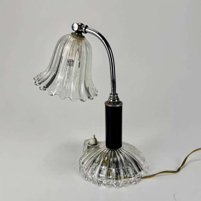 1940s Clear Murano Glass Table Lamp from Barovier & Toso, Italy, 1940s For Sale - Image 5 of 7