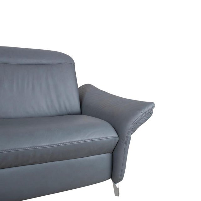 Gray Himolla 1065 Leather Two-Seater Blue Grey Electric Function Sofa For Sale - Image 8 of 18
